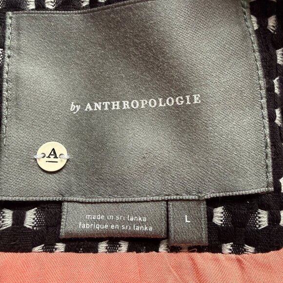 Anthropologie Size L Black & White Filipa Single-Breasted Textured Blazer Jacket - Picture 10 of 16